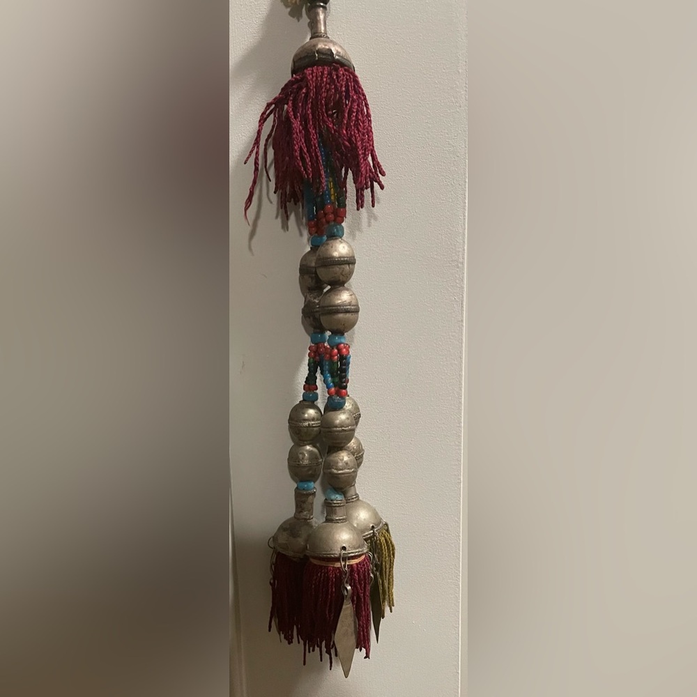 Antique Turkmen Silver Double Bead Tassel